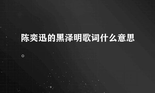 陈奕迅的黑泽明歌词什么意思。