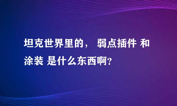 坦克世界里的， 弱点插件 和 涂装 是什么东西啊？