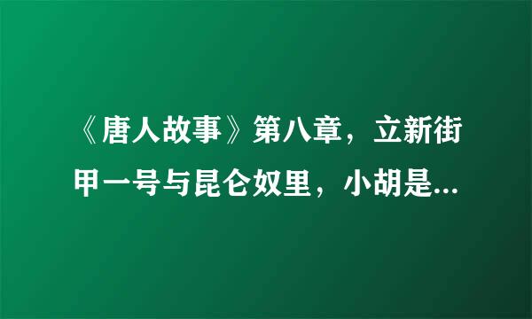 《唐人故事》第八章，立新街甲一号与昆仑奴里，小胡是做什么工作