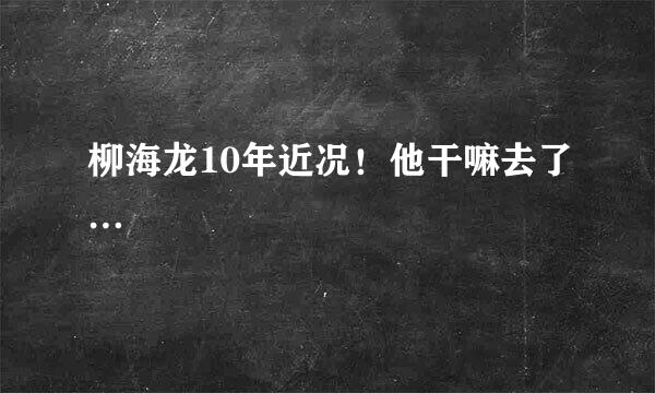 柳海龙10年近况！他干嘛去了…