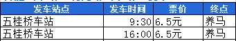 五桂桥车站到养马汽车时刻表