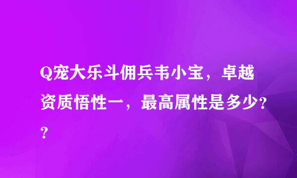 Q宠大乐斗佣兵韦小宝，卓越资质悟性一，最高属性是多少？？