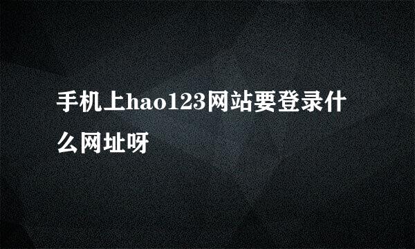 手机上hao123网站要登录什么网址呀