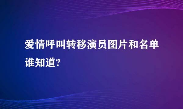 爱情呼叫转移演员图片和名单谁知道?