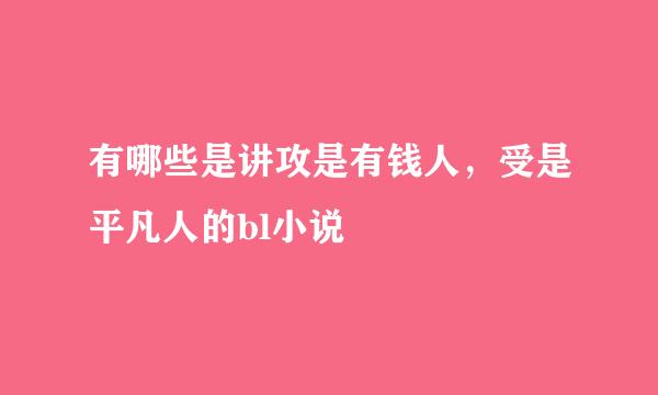 有哪些是讲攻是有钱人，受是平凡人的bl小说