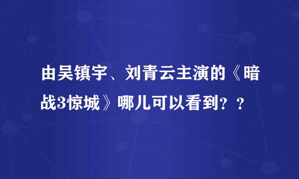 由吴镇宇、刘青云主演的《暗战3惊城》哪儿可以看到？？