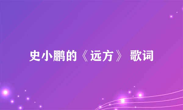 史小鹏的《远方》 歌词