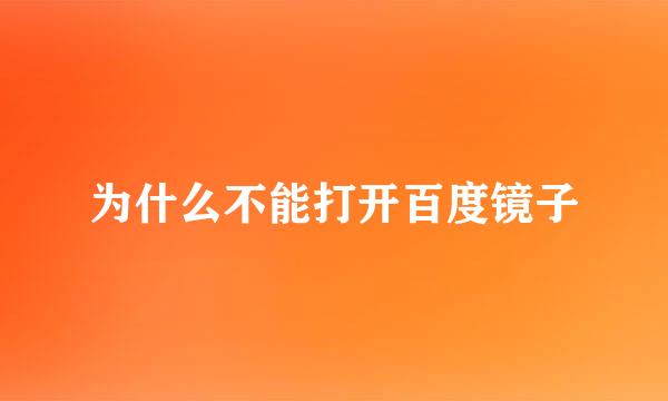 为什么不能打开百度镜子