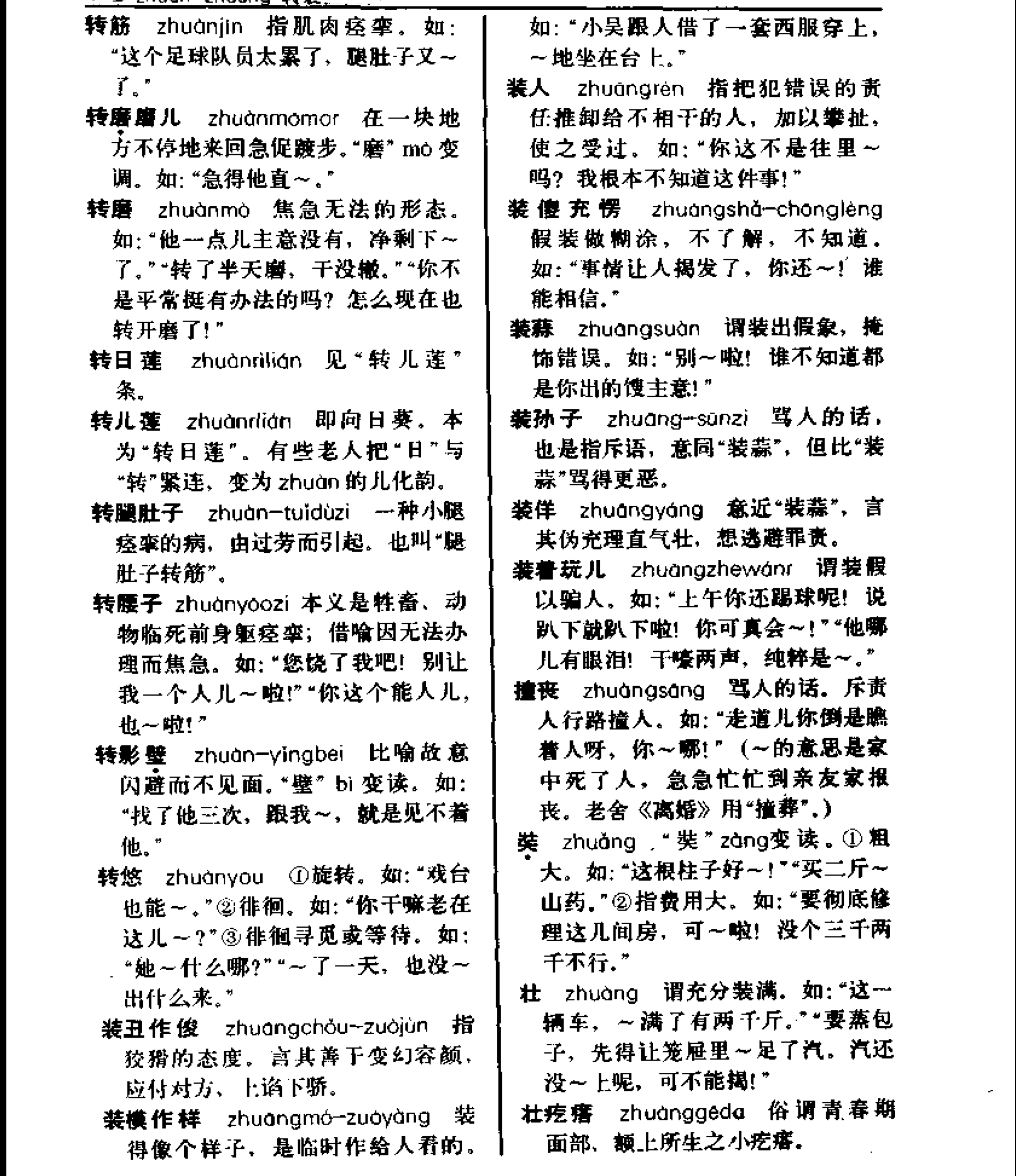 北京方言装垫儿台什么意思？