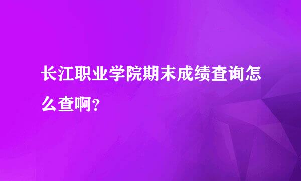 长江职业学院期末成绩查询怎么查啊？