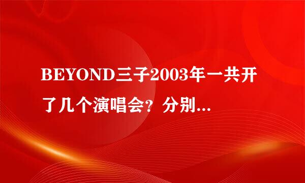 BEYOND三子2003年一共开了几个演唱会？分别都在哪里开的？