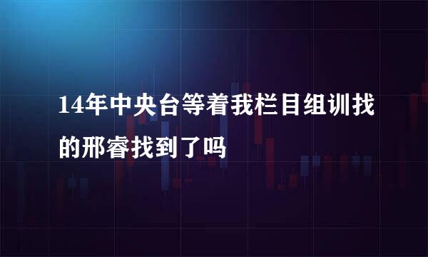 14年中央台等着我栏目组训找的邢睿找到了吗