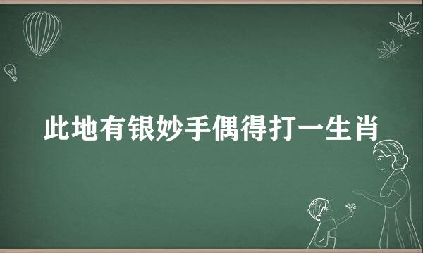 此地有银妙手偶得打一生肖