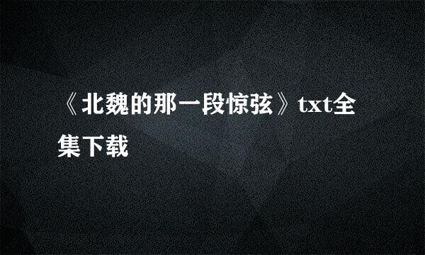 《北魏的那一段惊弦》txt全集下载