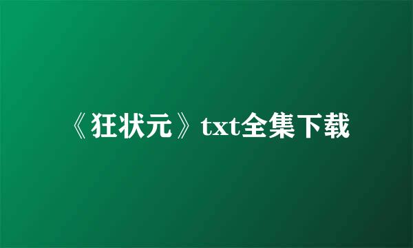 《狂状元》txt全集下载