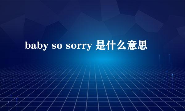 baby so sorry 是什么意思