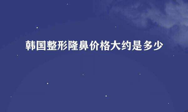 韩国整形隆鼻价格大约是多少