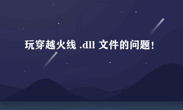 玩穿越火线 .dll 文件的问题！