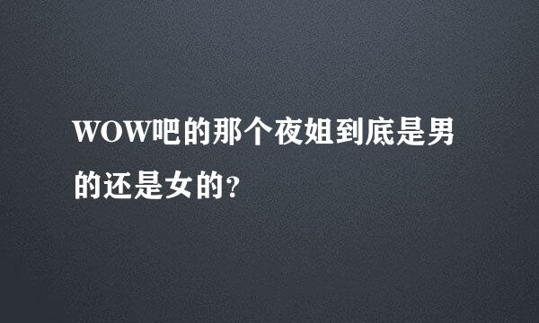 WOW吧的那个夜姐到底是男的还是女的？