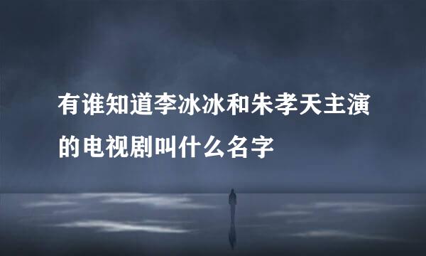 有谁知道李冰冰和朱孝天主演的电视剧叫什么名字