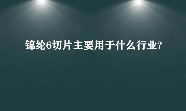 锦纶6切片主要用于什么行业?