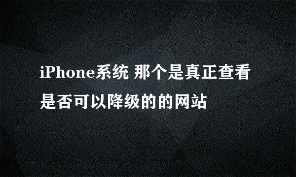 iPhone系统 那个是真正查看是否可以降级的的网站