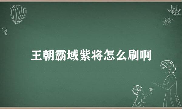 王朝霸域紫将怎么刷啊