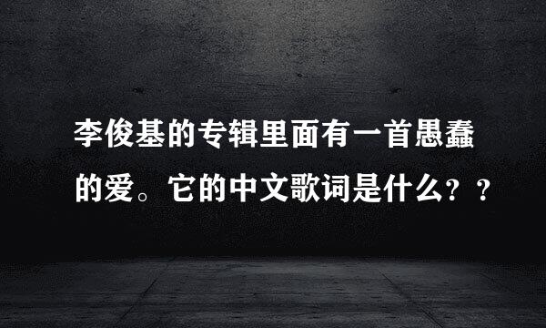 李俊基的专辑里面有一首愚蠢的爱。它的中文歌词是什么？？