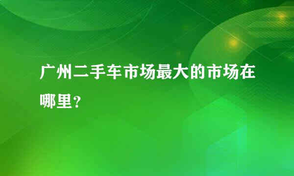 广州二手车市场最大的市场在哪里？