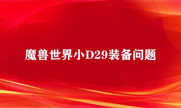 魔兽世界小D29装备问题