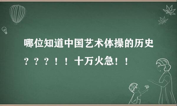 哪位知道中国艺术体操的历史？？？！！十万火急！！