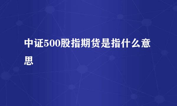 中证500股指期货是指什么意思