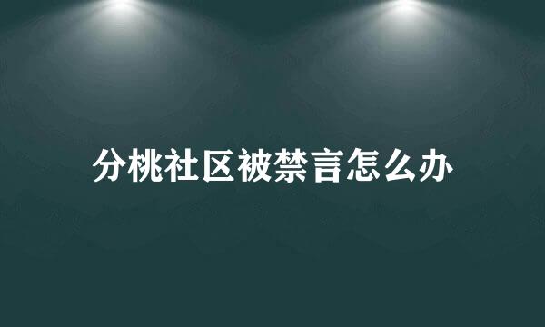 分桃社区被禁言怎么办