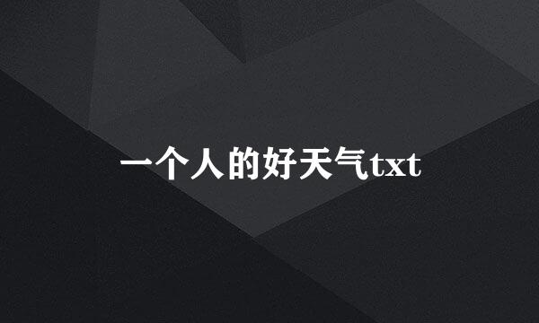 一个人的好天气txt