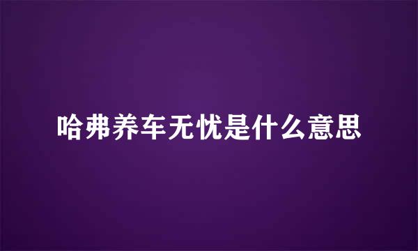 哈弗养车无忧是什么意思