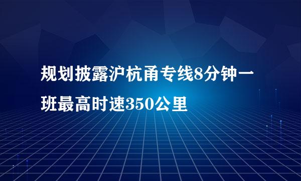 规划披露沪杭甬专线8分钟一班最高时速350公里