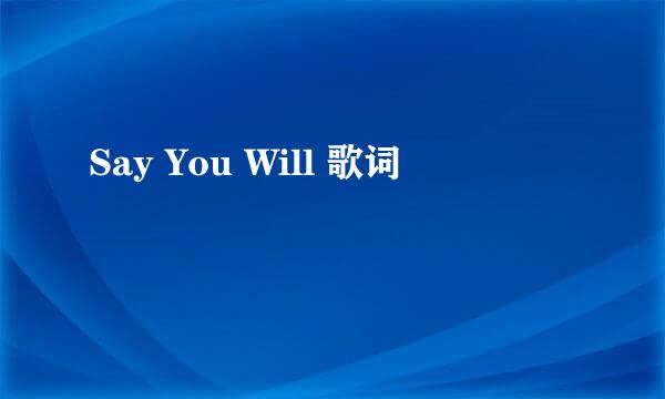 Say You Will 歌词