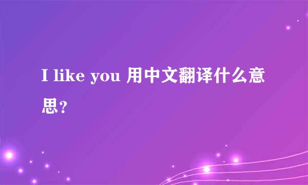 I like you 用中文翻译什么意思？