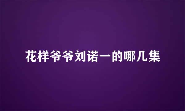 花样爷爷刘诺一的哪几集