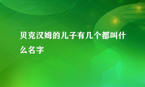 贝克汉姆的儿子有几个都叫什么名字