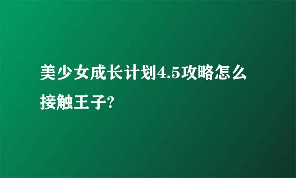 美少女成长计划4.5攻略怎么接触王子?