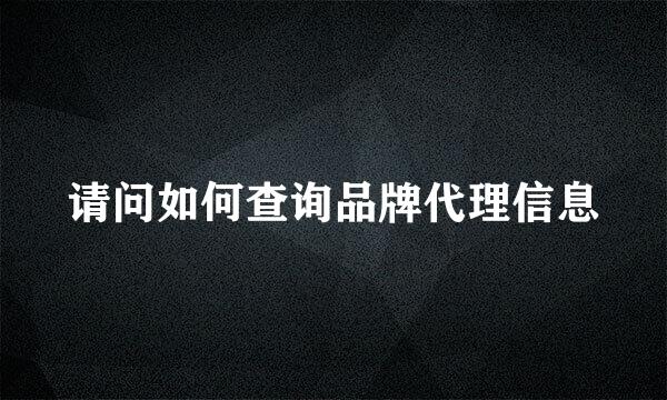 请问如何查询品牌代理信息