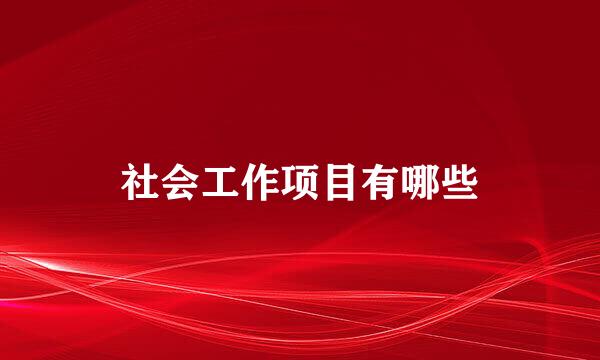 社会工作项目有哪些