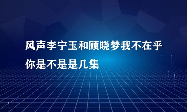 风声李宁玉和顾晓梦我不在乎你是不是是几集