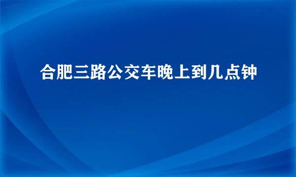 合肥三路公交车晚上到几点钟