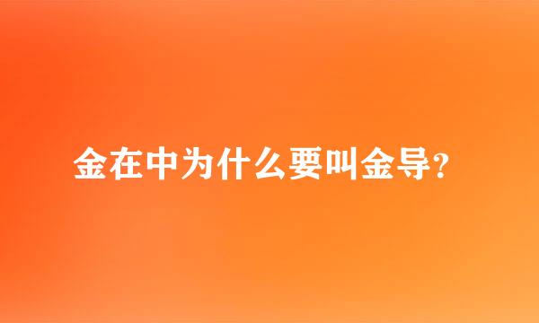 金在中为什么要叫金导？