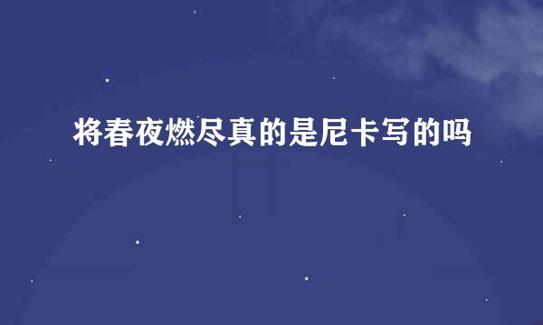 将春夜燃尽真的是尼卡写的吗