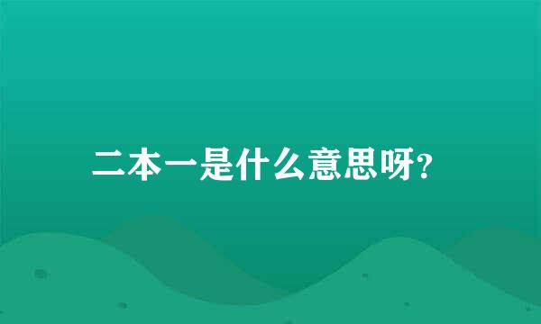 二本一是什么意思呀？