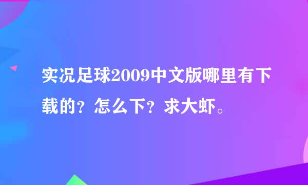 实况足球2009中文版哪里有下载的？怎么下？求大虾。