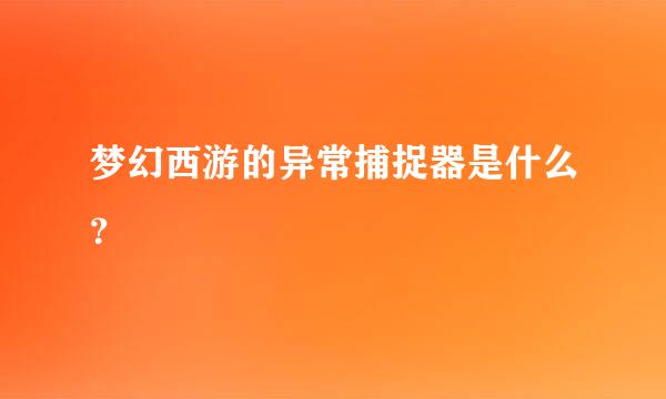 梦幻西游的异常捕捉器是什么？